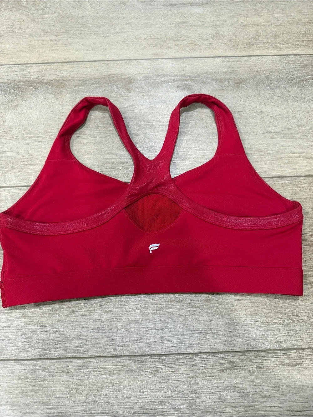 Fabletics Shiny Red Women's Racerback Sports Bra - Comfortable Support